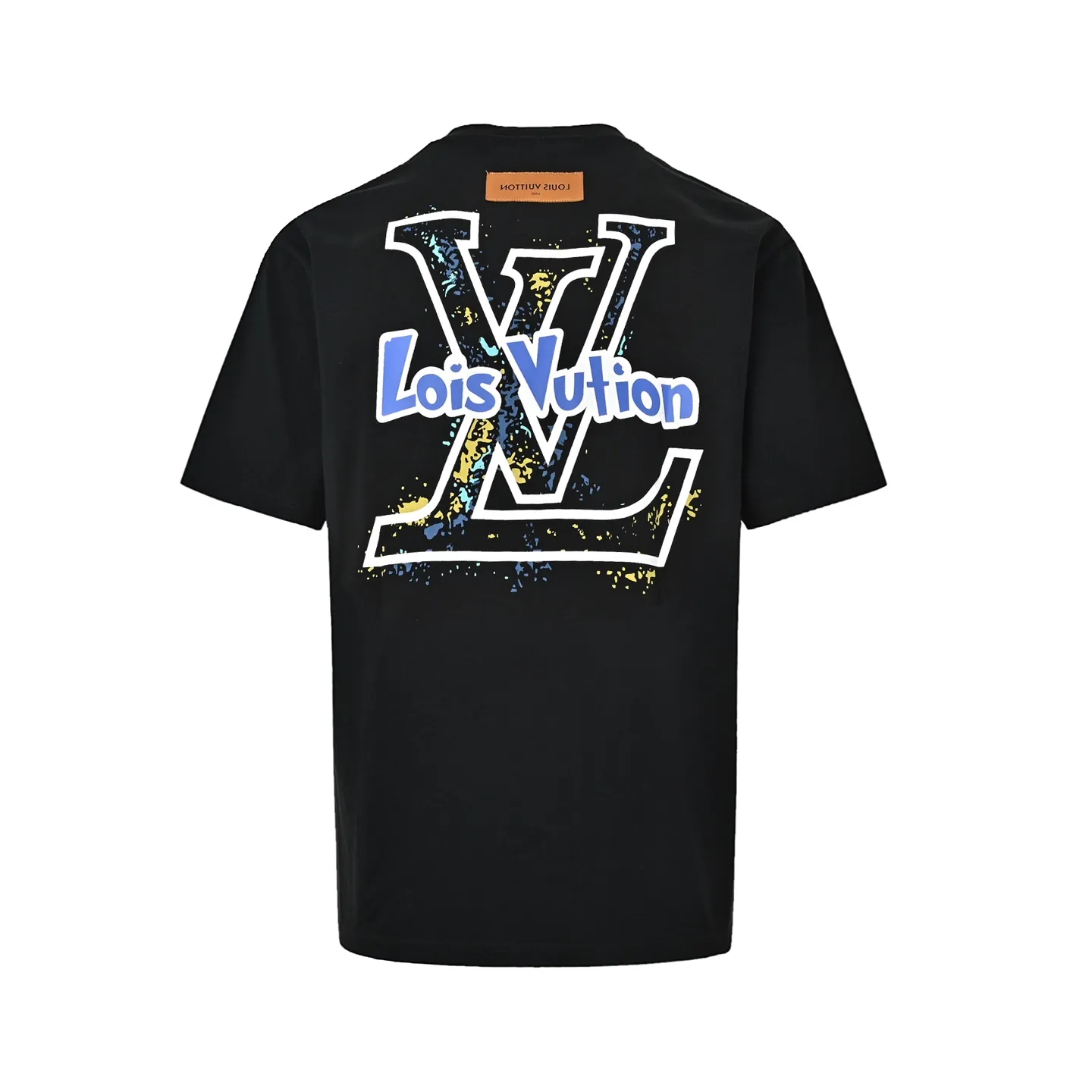 Louis Vuitton/Louis Vuitton blue and white graffiti logo printed short-sleeved front and back